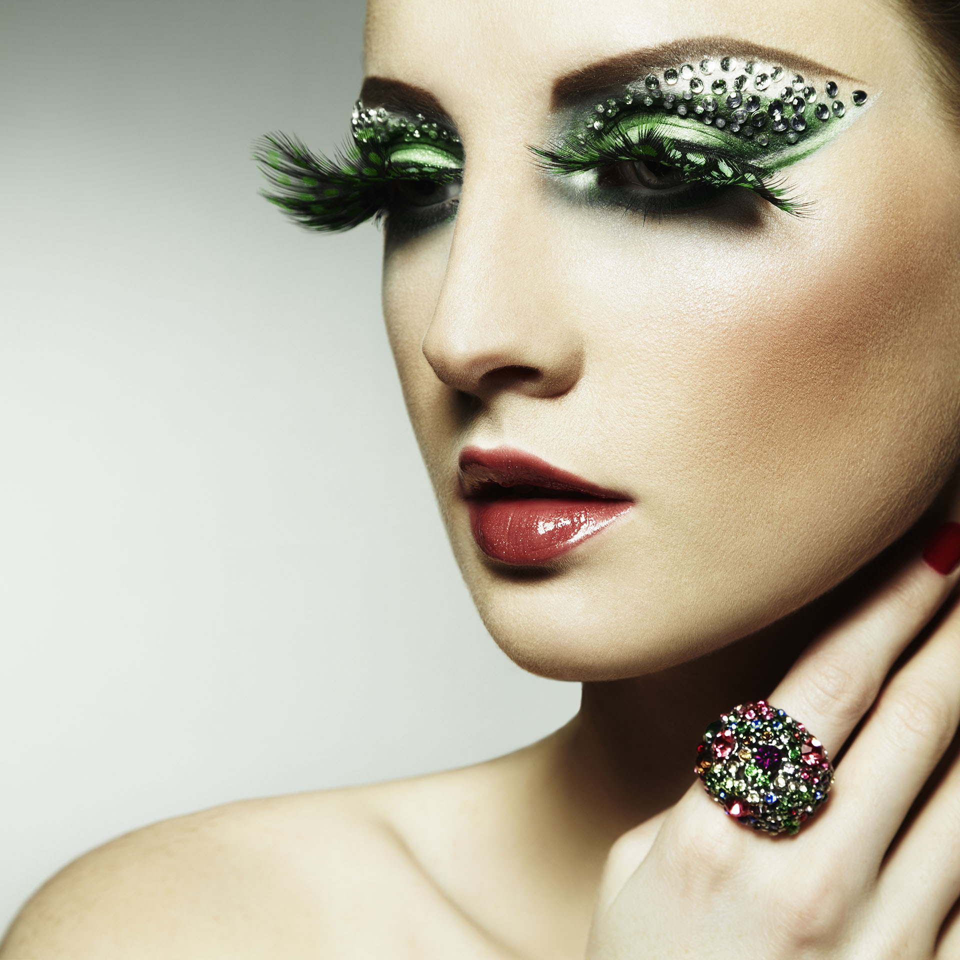 Fashion photo of a young woman with long eyelashes