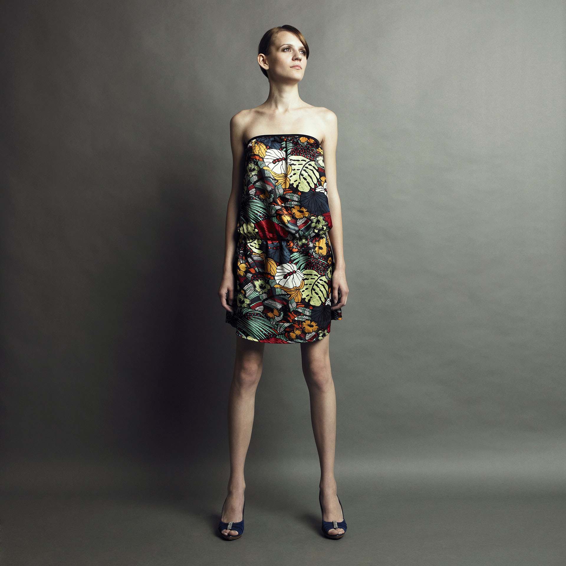 Studio fashion photo elegant girl in dress