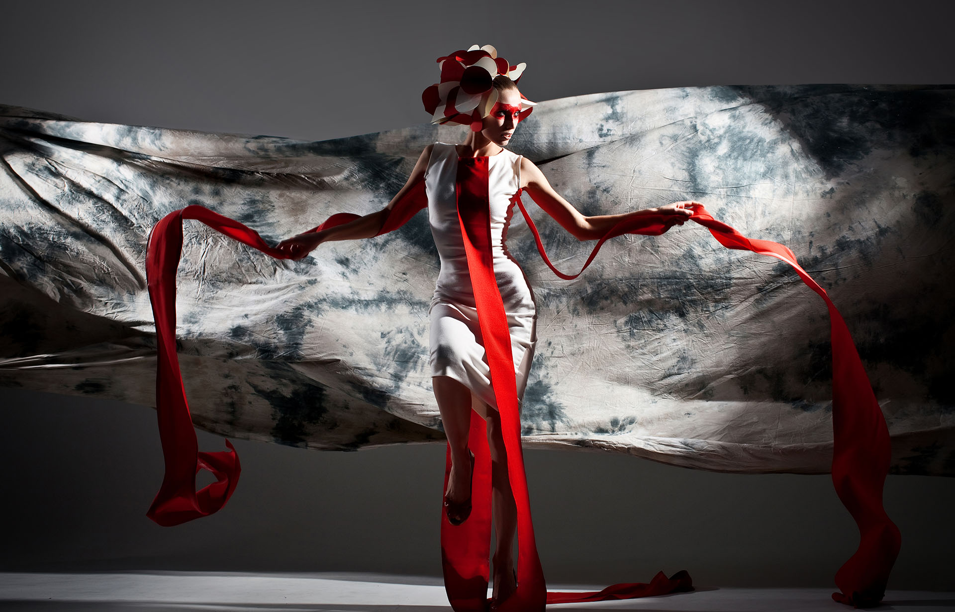 emotional portrait of fashion woman in exclusive dress
