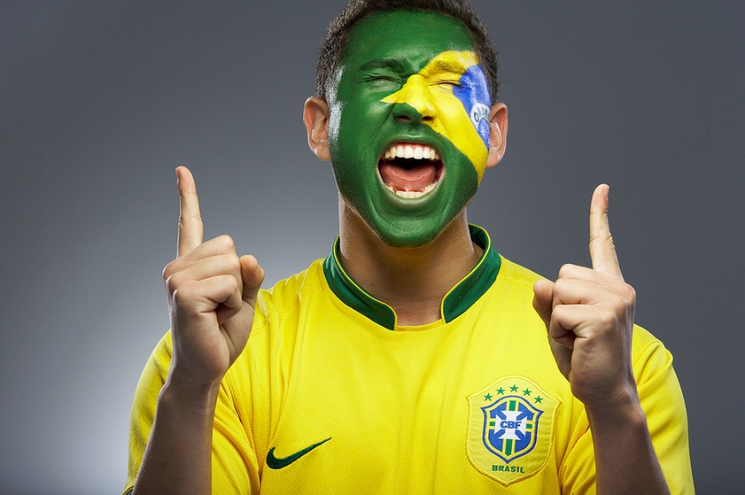 Brazilian soccer fan with face paint