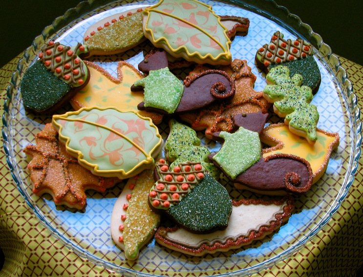 Acorn, leaf and squirrel cookies