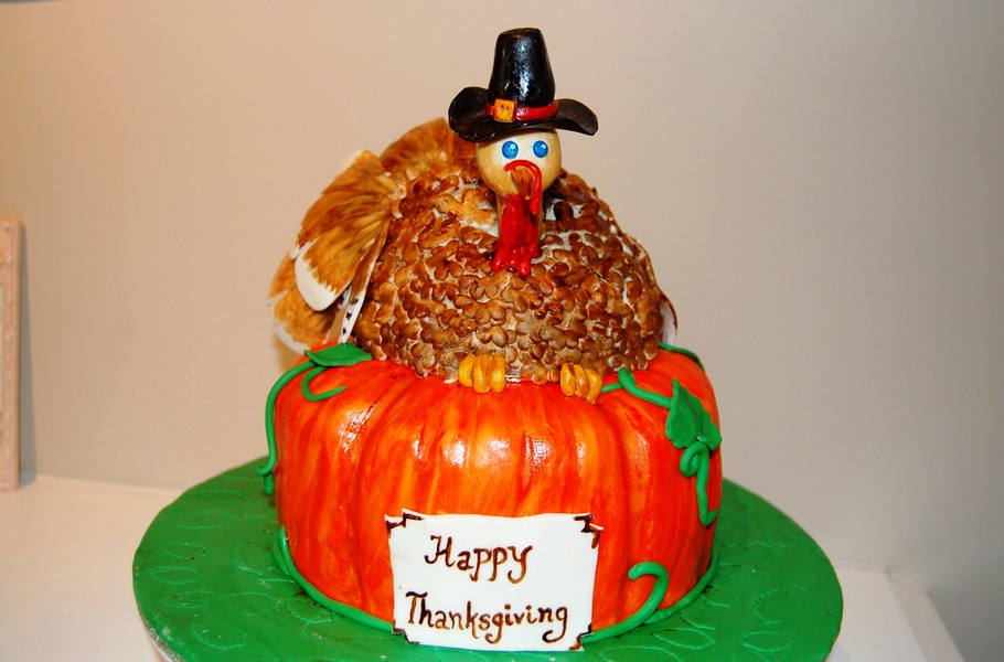 Cake for dessert on Thanksgiving