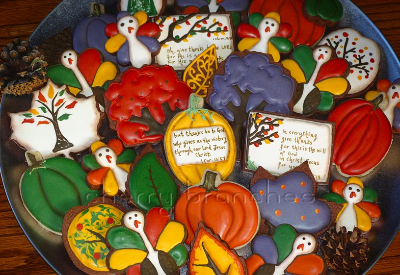 Colorful thanksgiving cookies