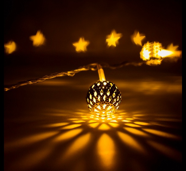 Christmas lights and star shaped bokeh