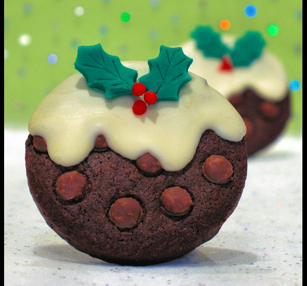 Chocolate christmas pudding cookies