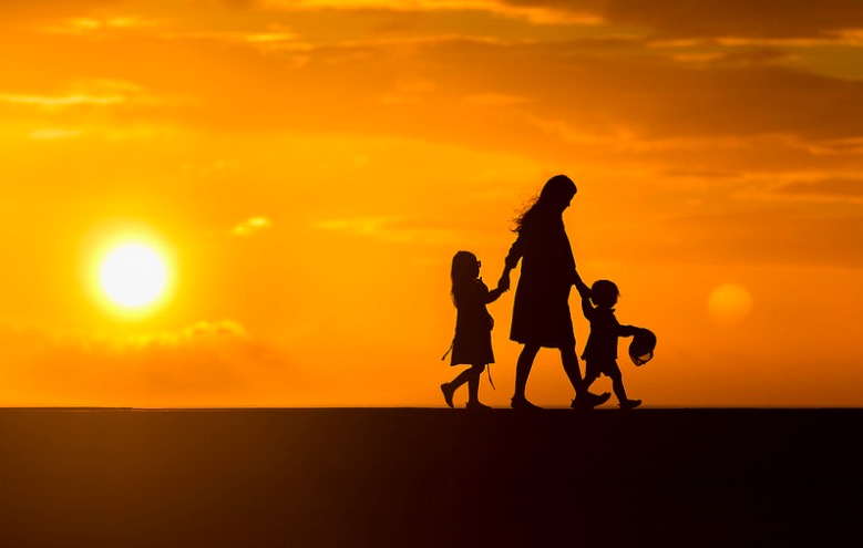 A beautiful Mother and kids Silhouette