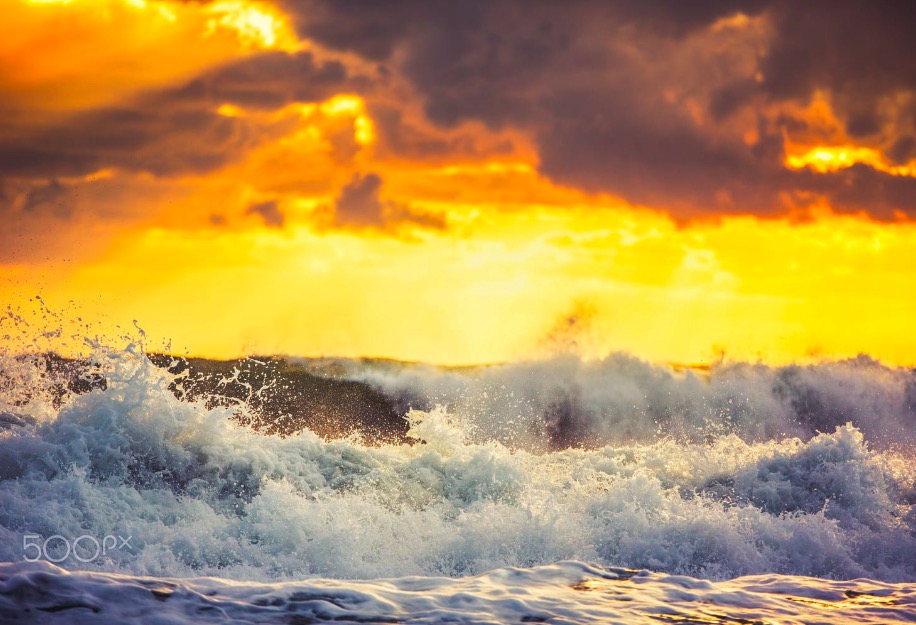 Beautiful cloudscape over the sea, sunrise shot