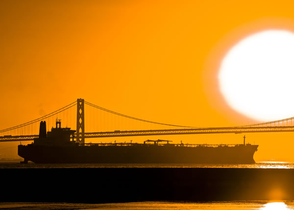 Sunrise with Tanker and Bay Bridge