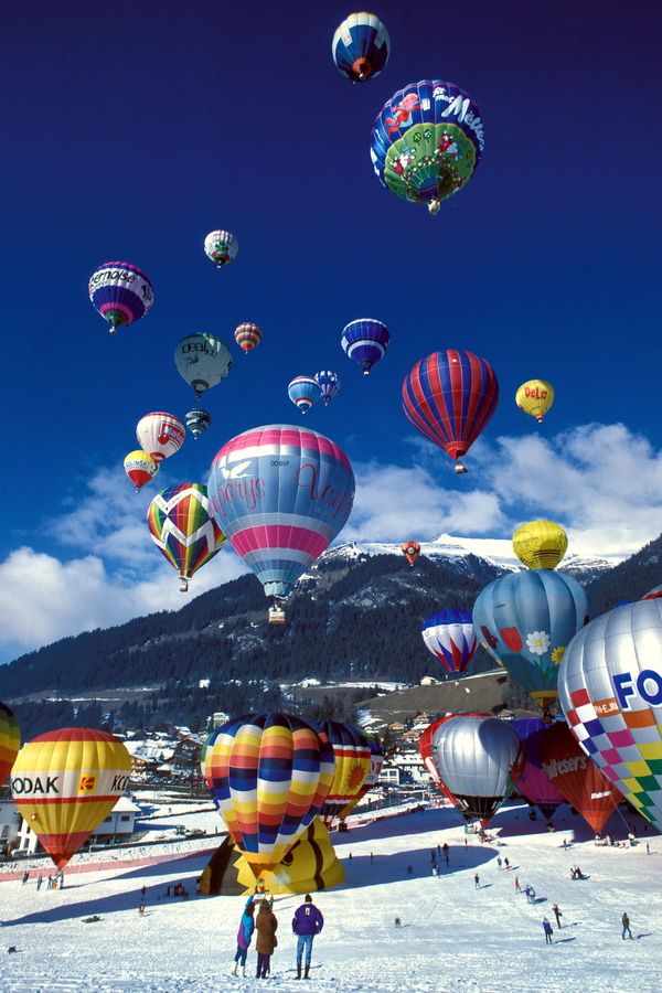 Hot Air Balloon Fest in Château-d'Oex, Swiss Alps