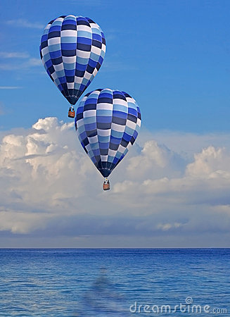Two Peaceful Floating Hot Air Balloons