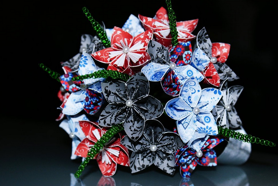 Origami flower bouquet craft