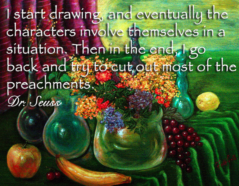 I start drawing, and eventually the characters involve themselves in a situation. Then in the end, I go back and try to cut out most of the preachments