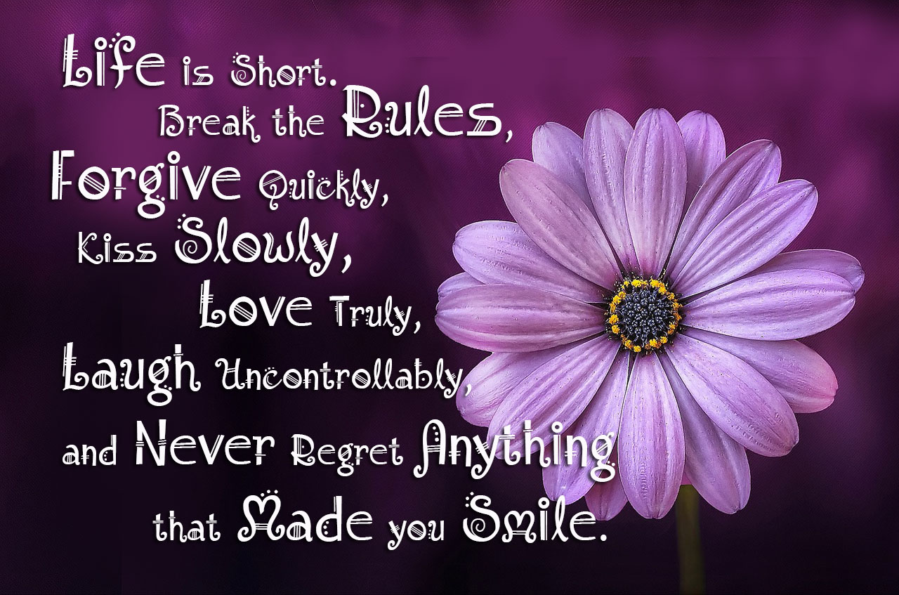 Life is short. break the Rules, Forgive quickly