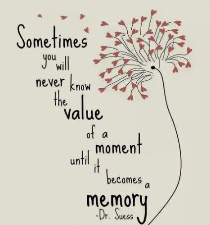 Sometimes you will never know the value of a moment until it becomes a memory