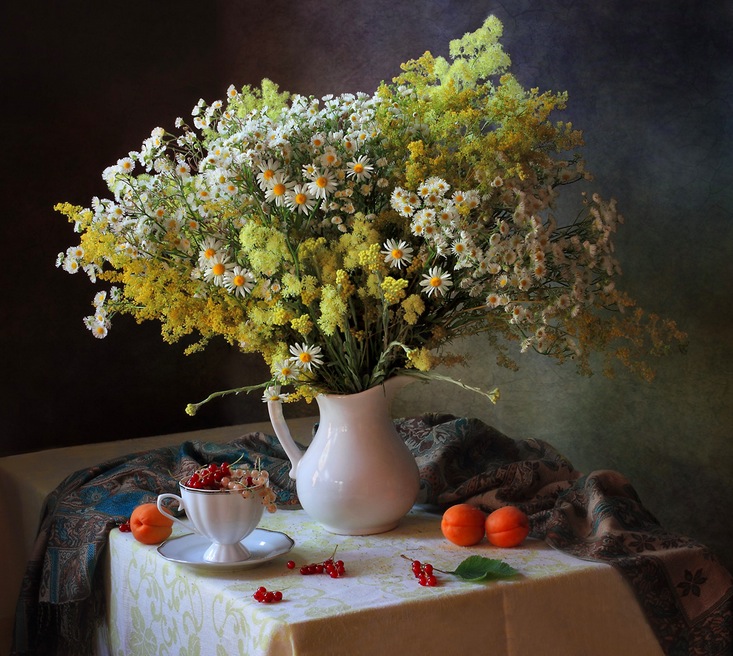 With meadow flowers