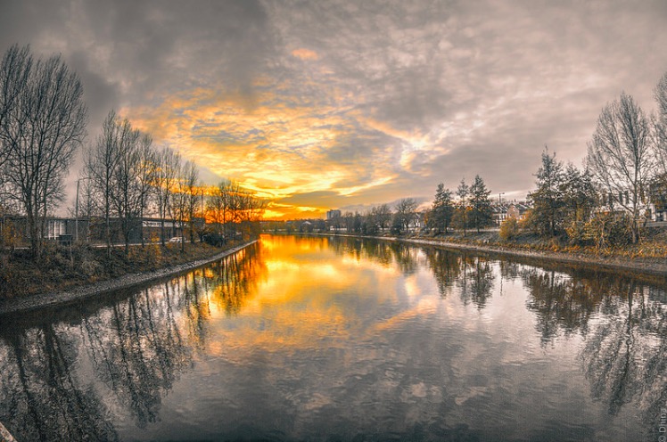 Sunset - Color in Black And White