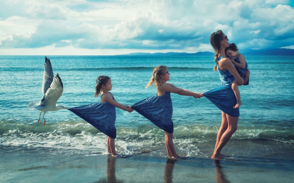 Just a seagull pulling my girls