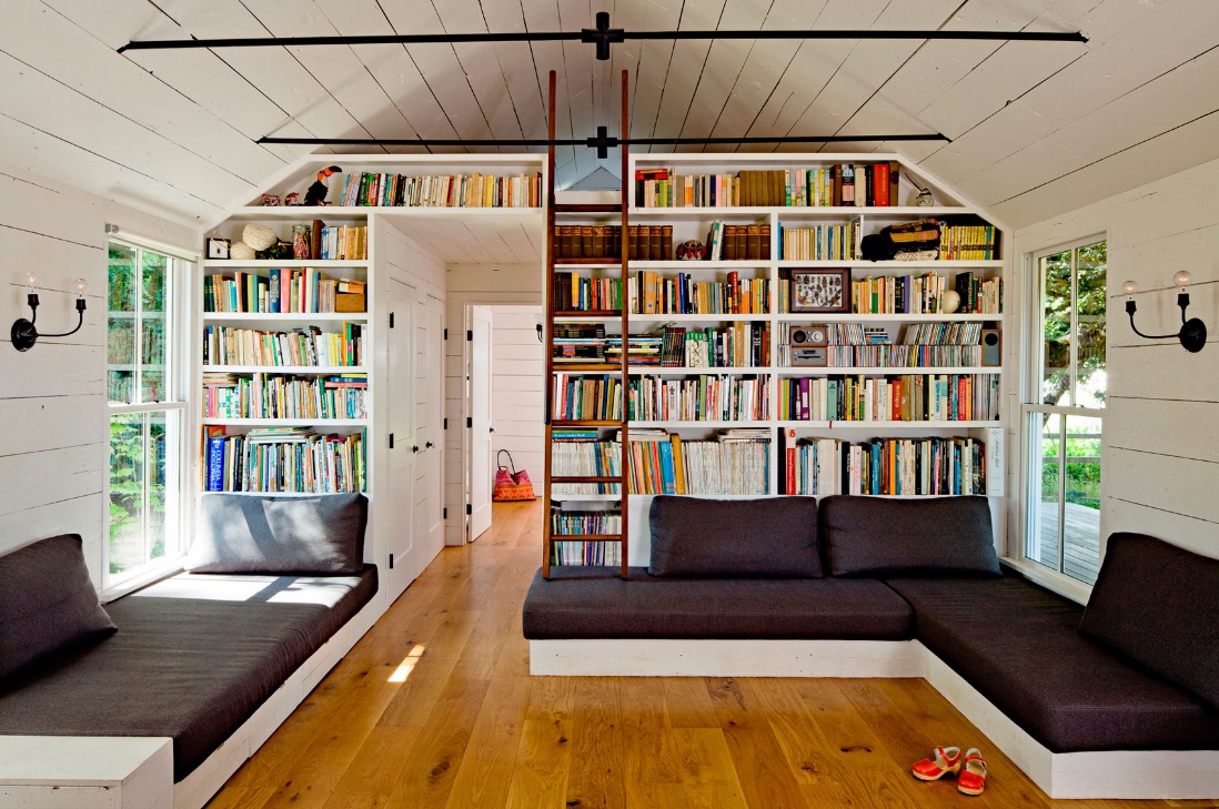 Reading room in a home that only measures 540 square feet located in Portland
