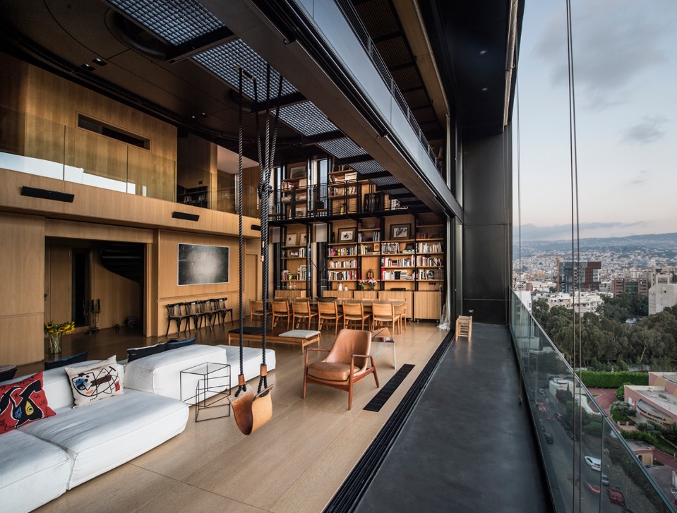 The living area of an apartment overlooking Beirut