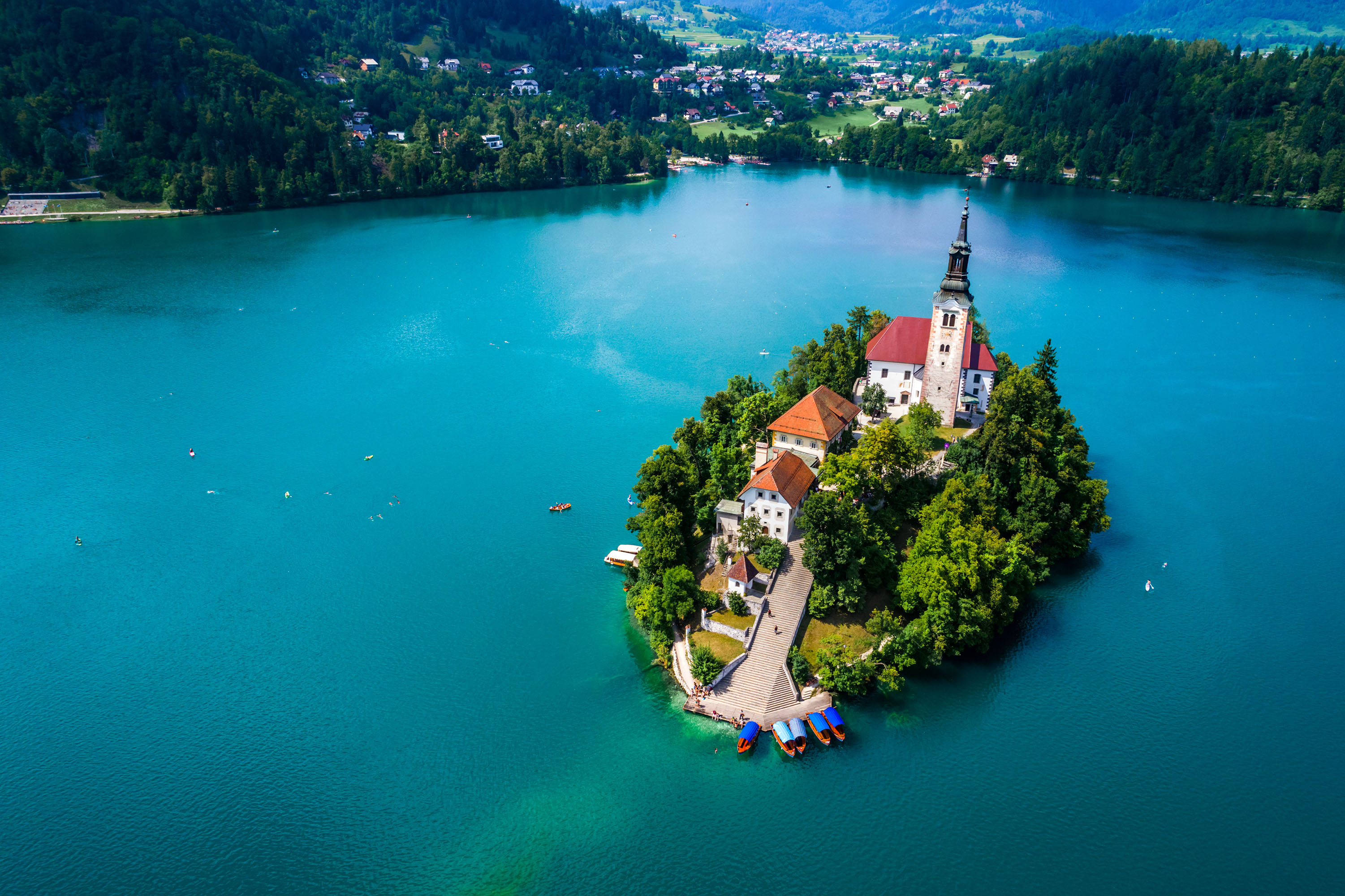 Slovenia - Aerial view resort Lake Bled