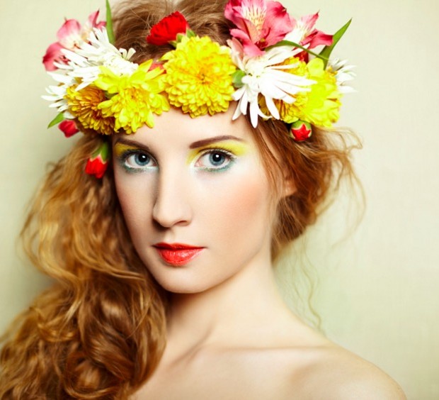 Beautiful women with delicate flowers