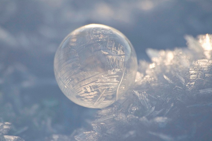 Frozen bubble in sunlight