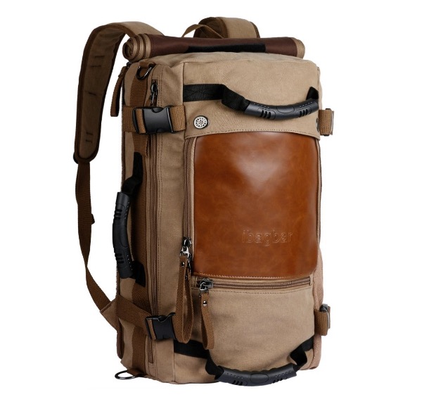 ibagbar Canvas Backpack Travel Bag Hiking Bag Camping Bag Rucksack