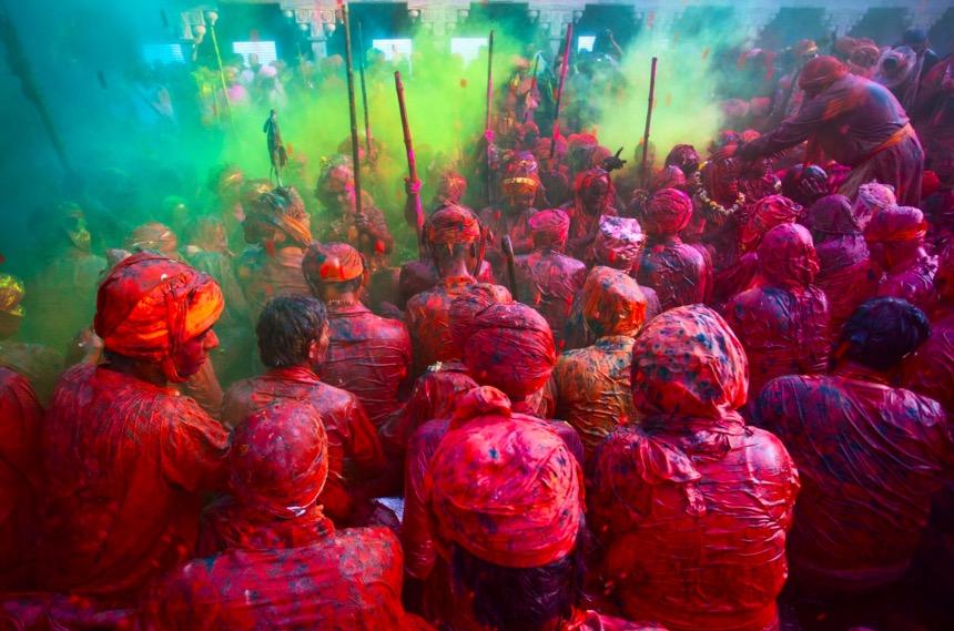 Holi, Hindu Festival of Colors, Nandgaon, India