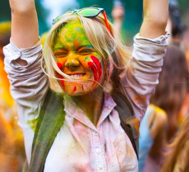 The girl on the Holi festival of colors