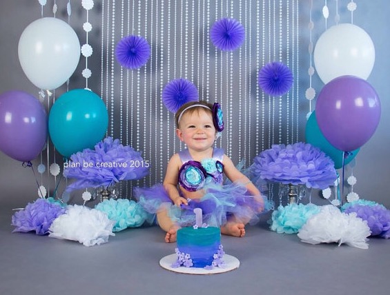 Gorgeous Purple, Lavender, and Aqua Cake Smash Outfit Tutu