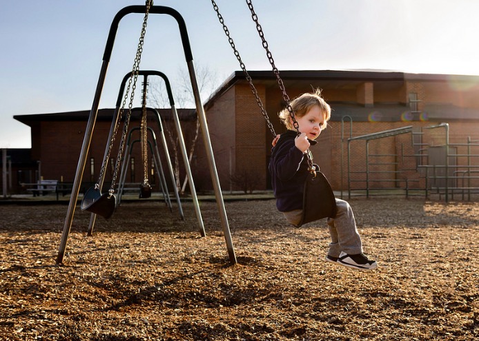 A boy on swing