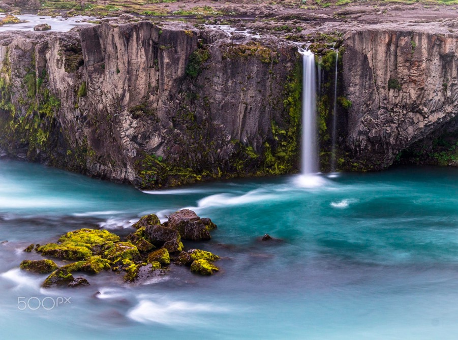 A small waterfall at Goðafoss in northern Iceland