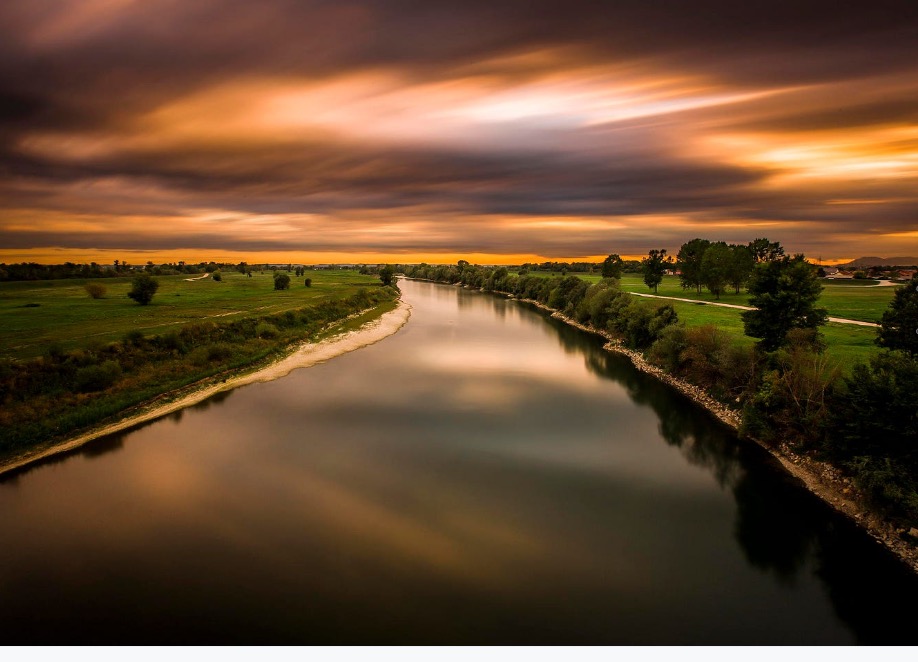 River Sava shot from one of the bridges in Zagreb, Croatia