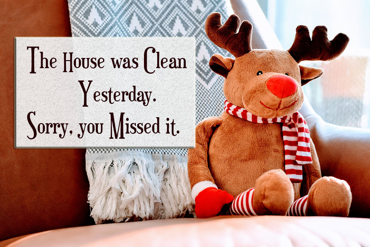 The house was clean yesterday. Sorry, you missed it