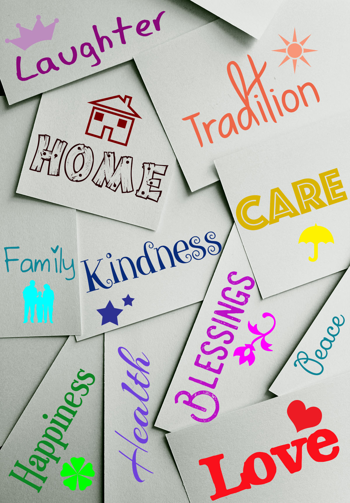home, laughter, happiness, kindness, tradition, love, care