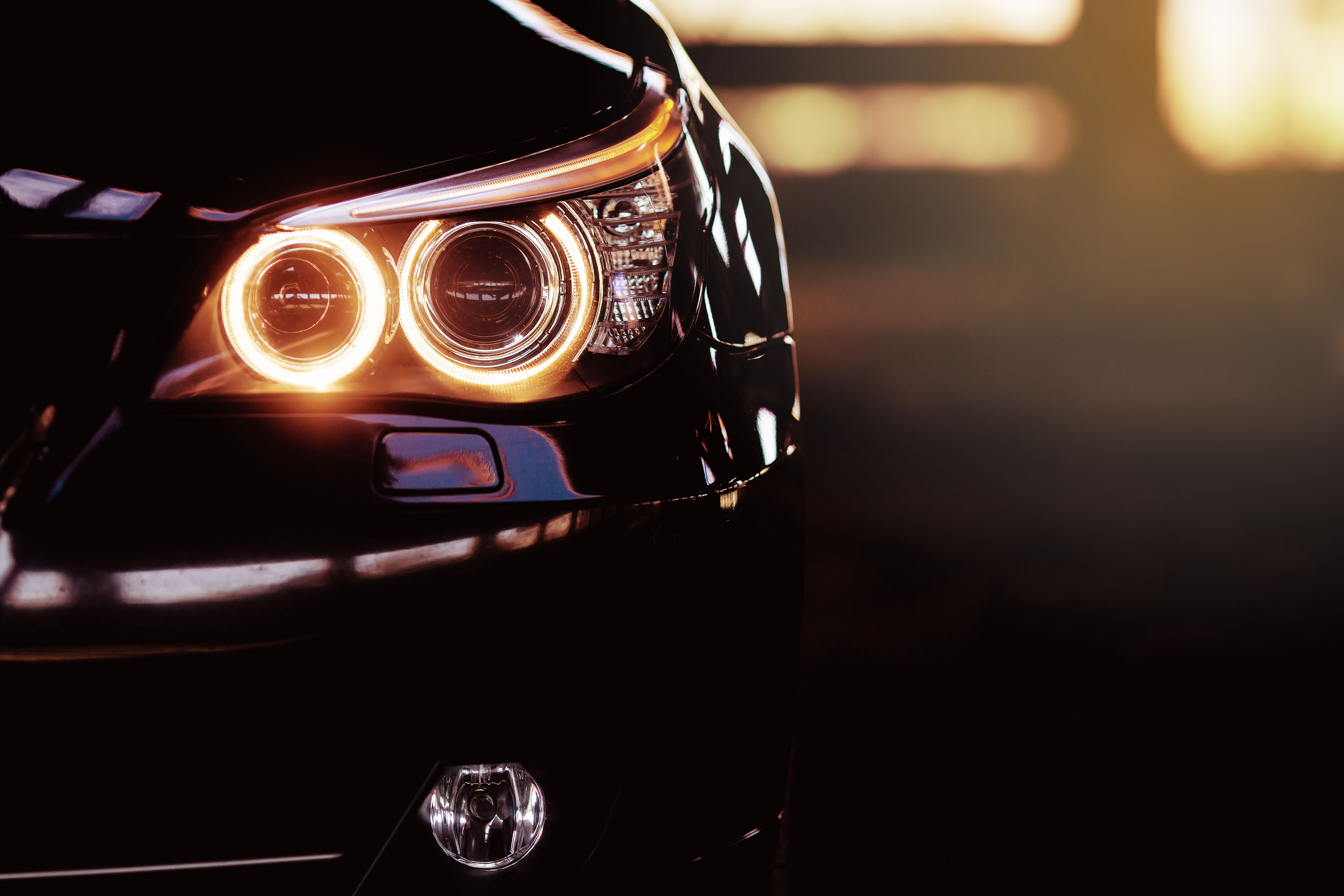 Modern luxury car close up banner background