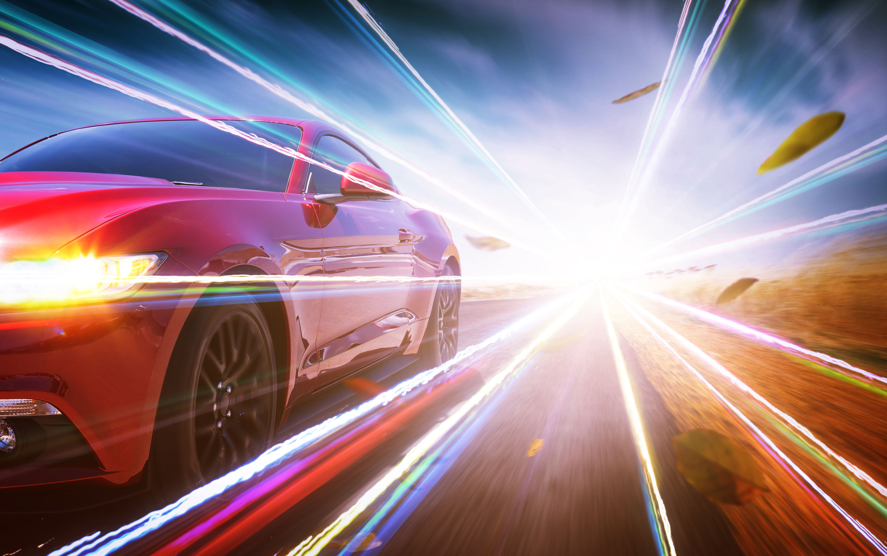 Red race car with light effect