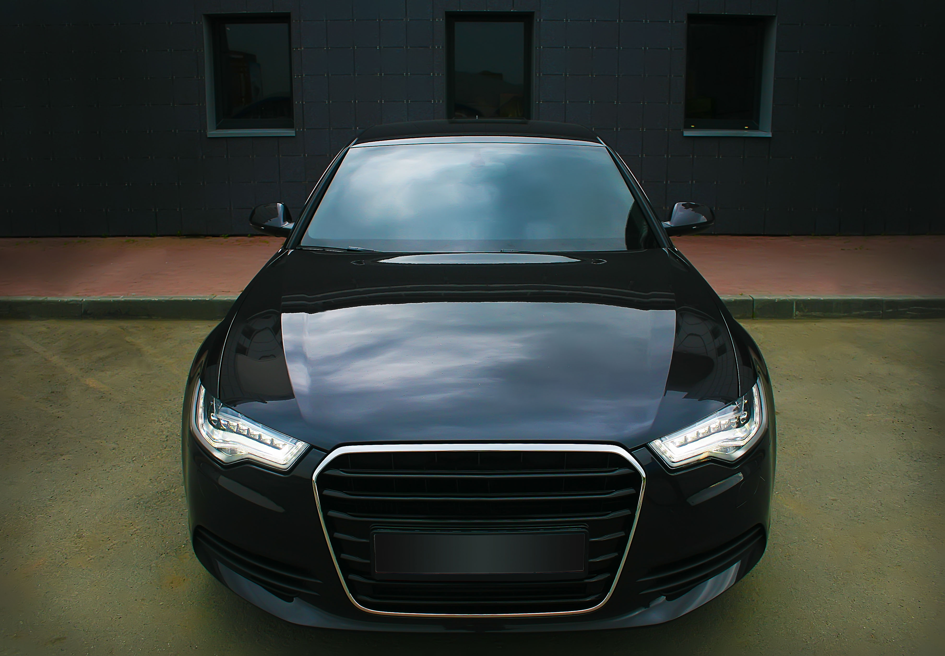 beautiful black powerful sports car
