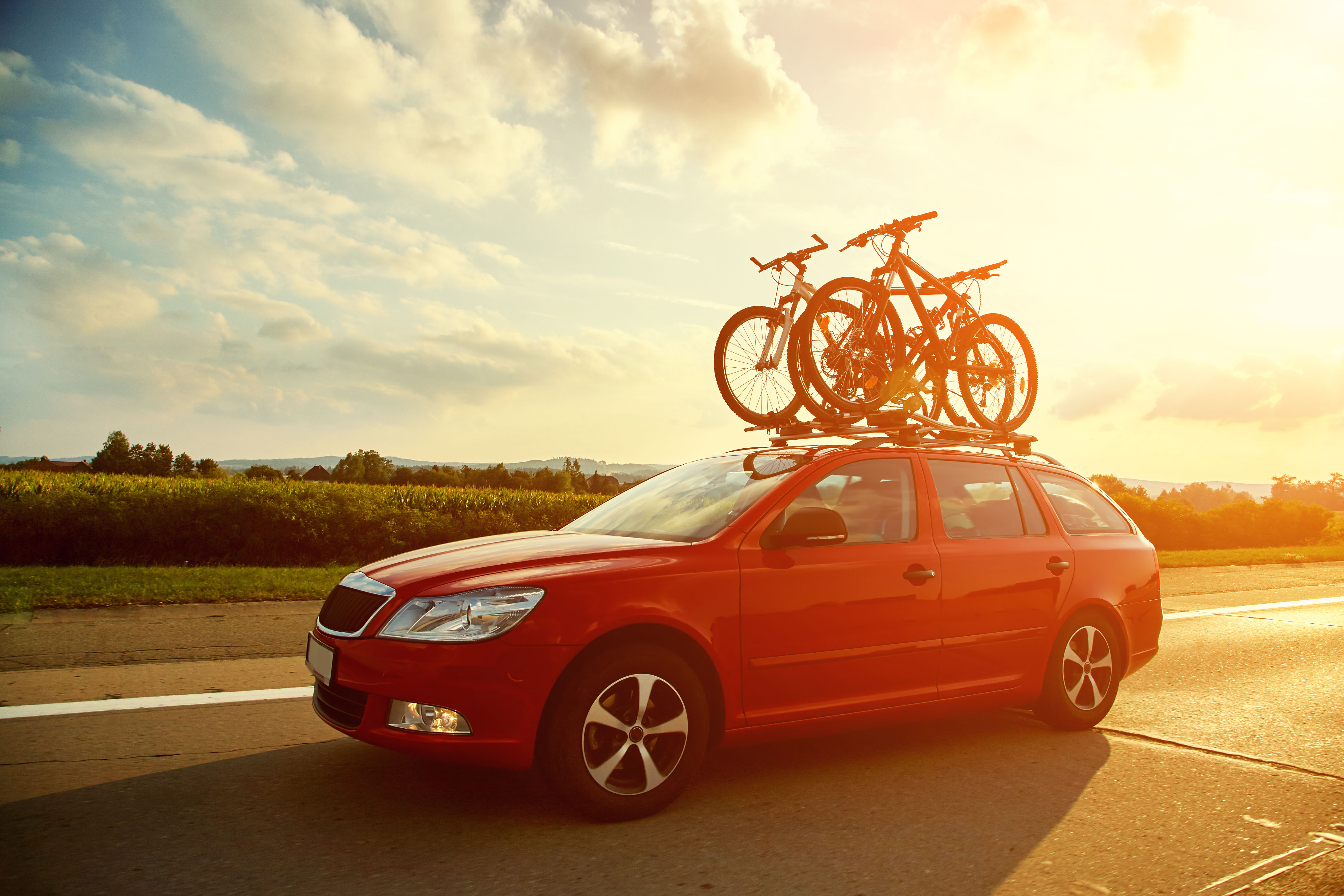 car transporting bicycles on the roof