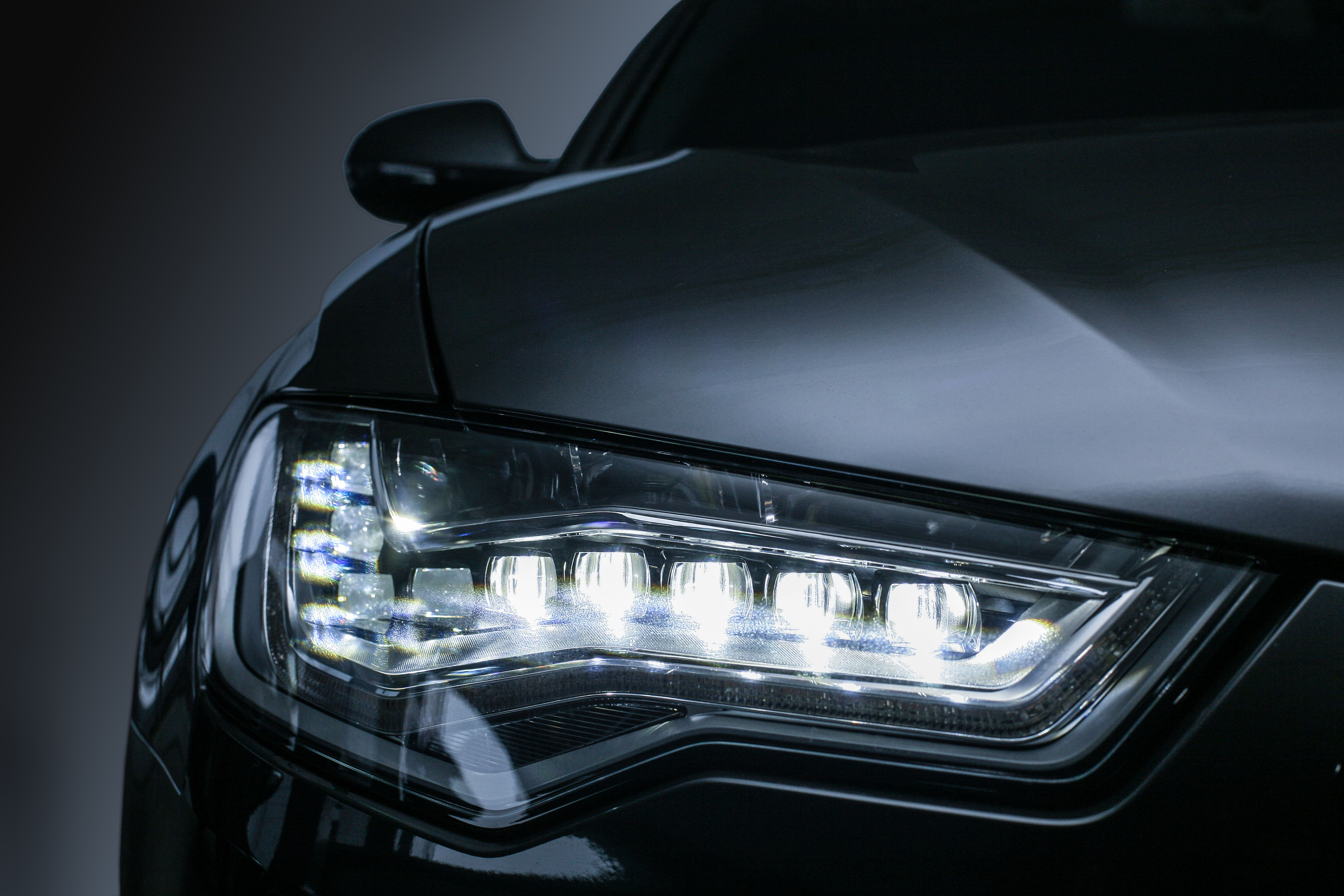 headlight of modern prestigious car close up