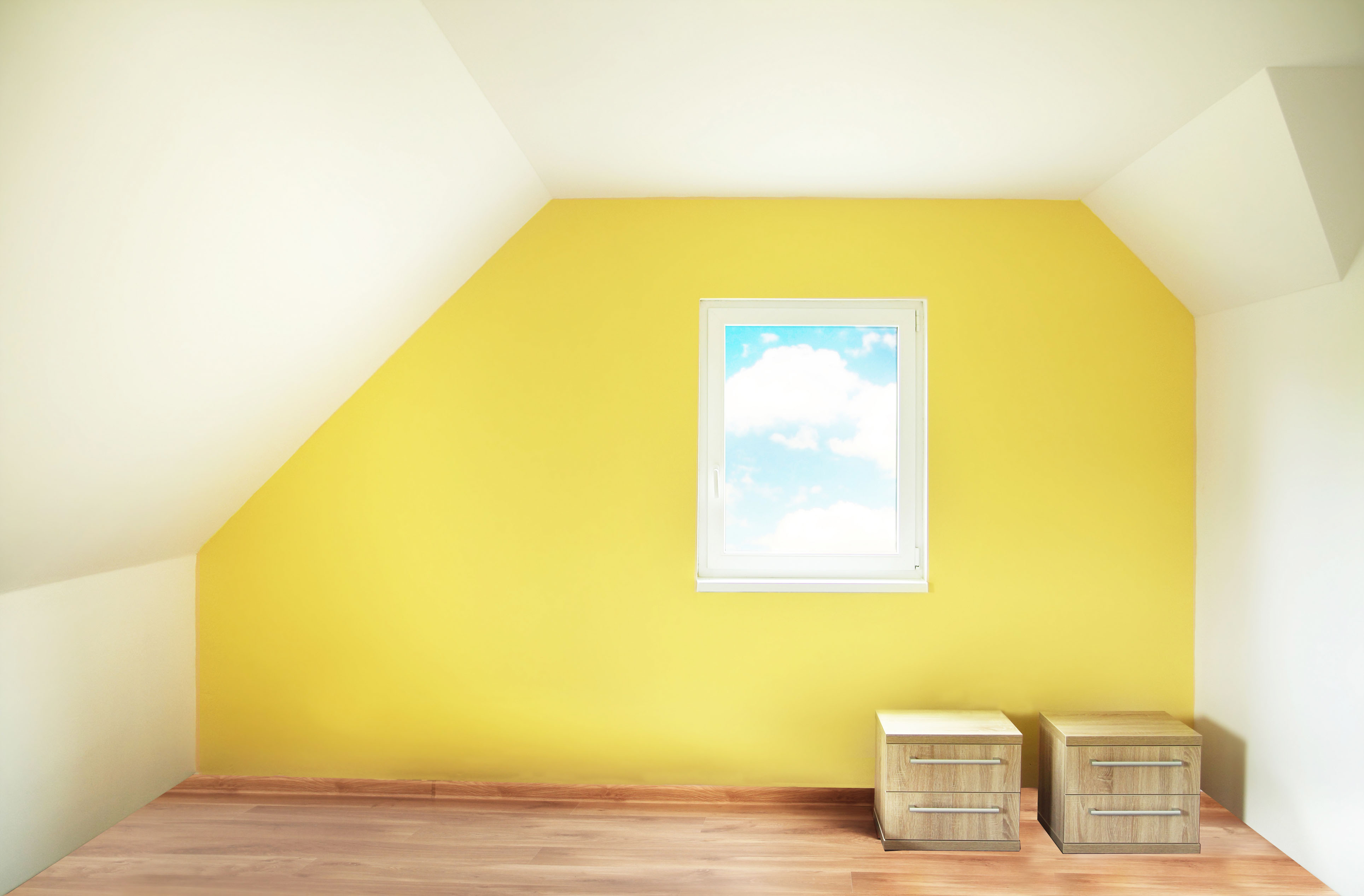 empty yellow painted room interior
