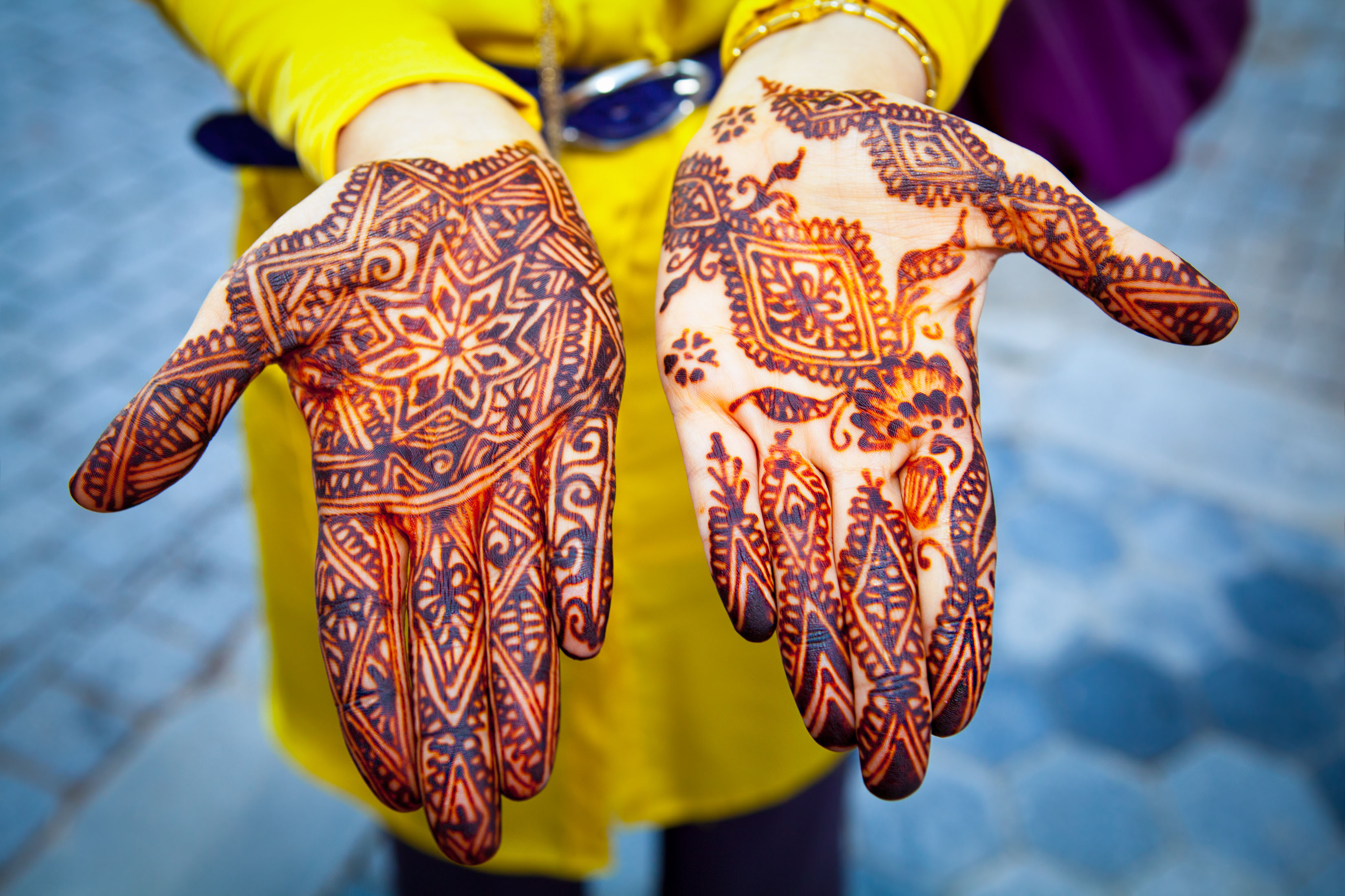 Hands painted with geometric design