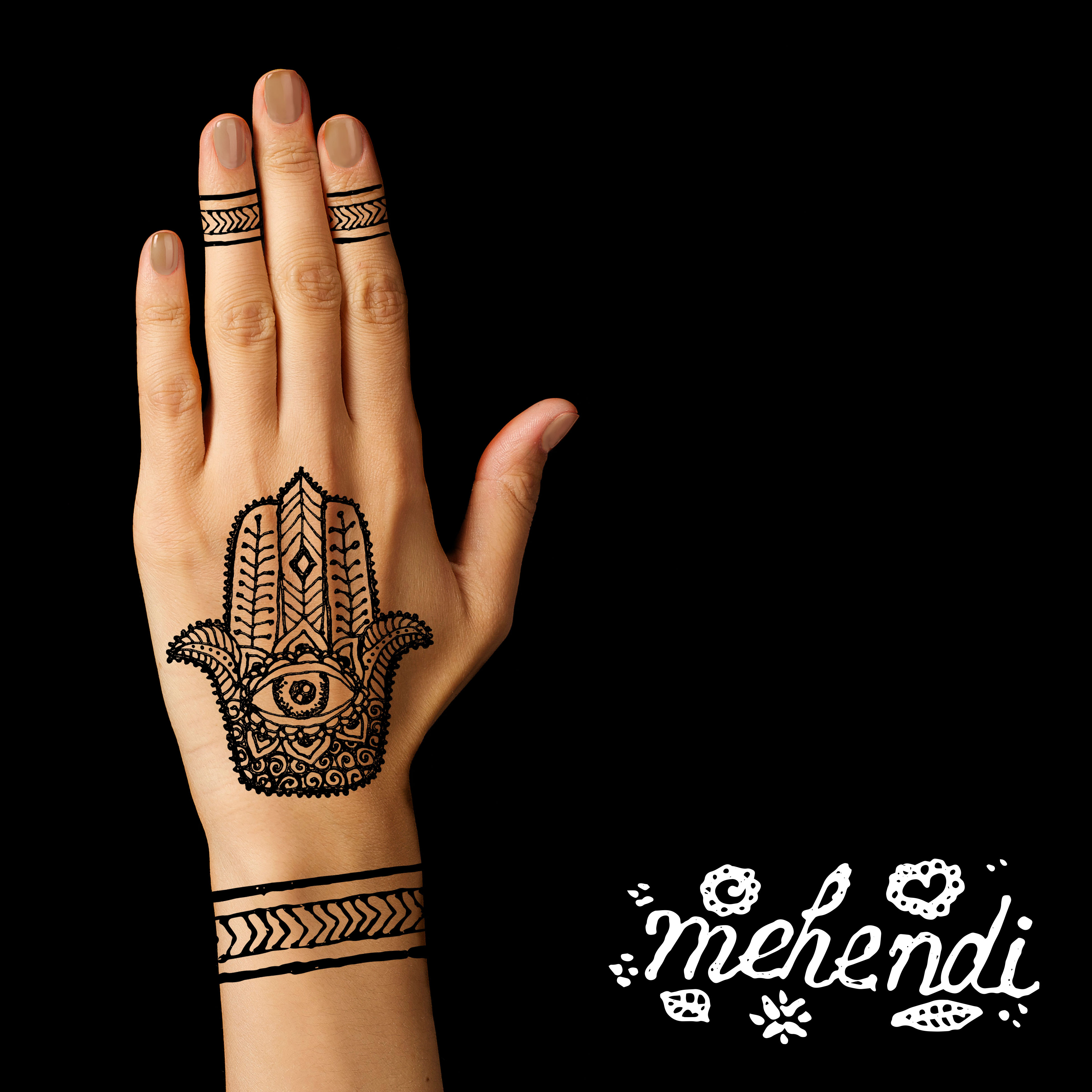 henna on black background
