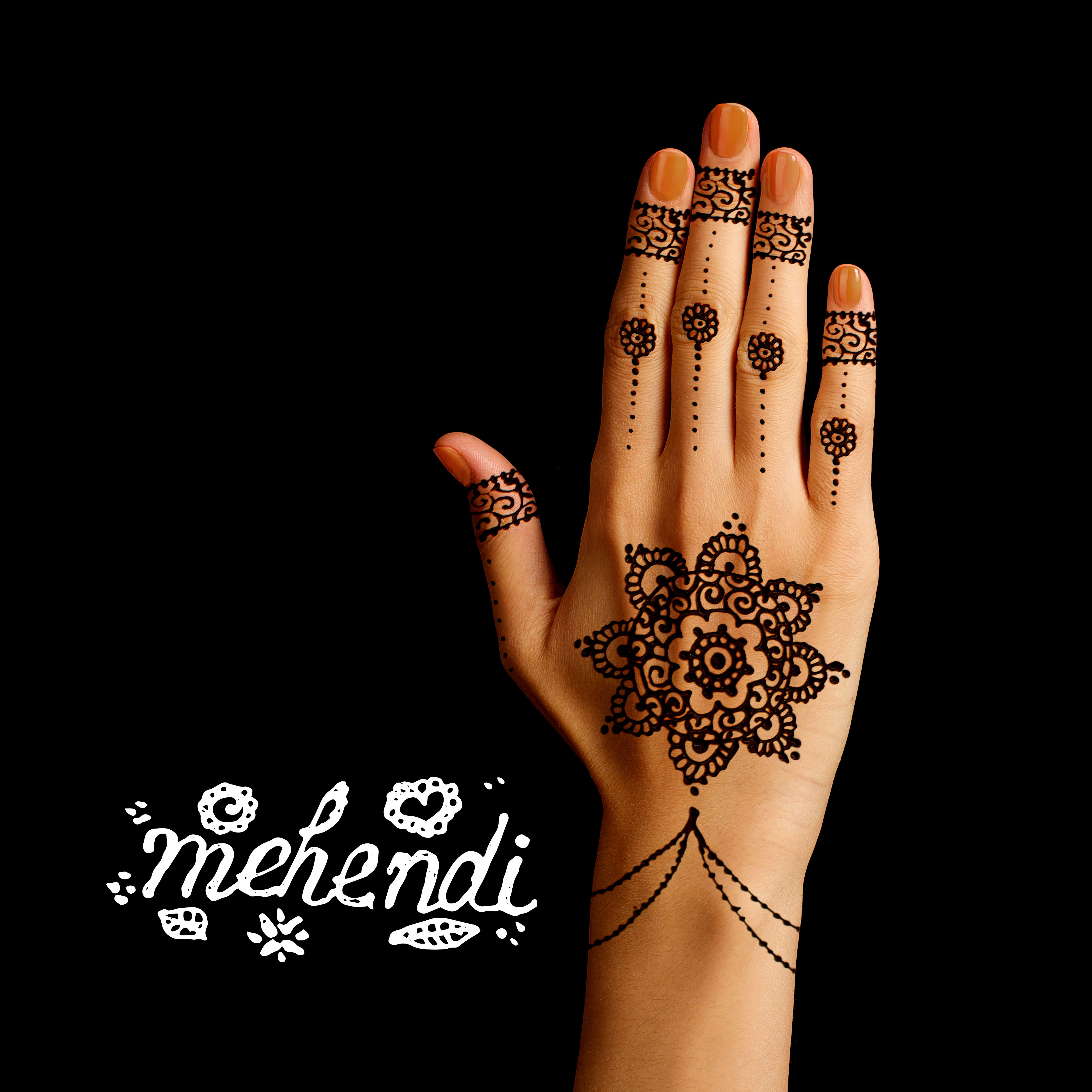 henna tattoo on black background