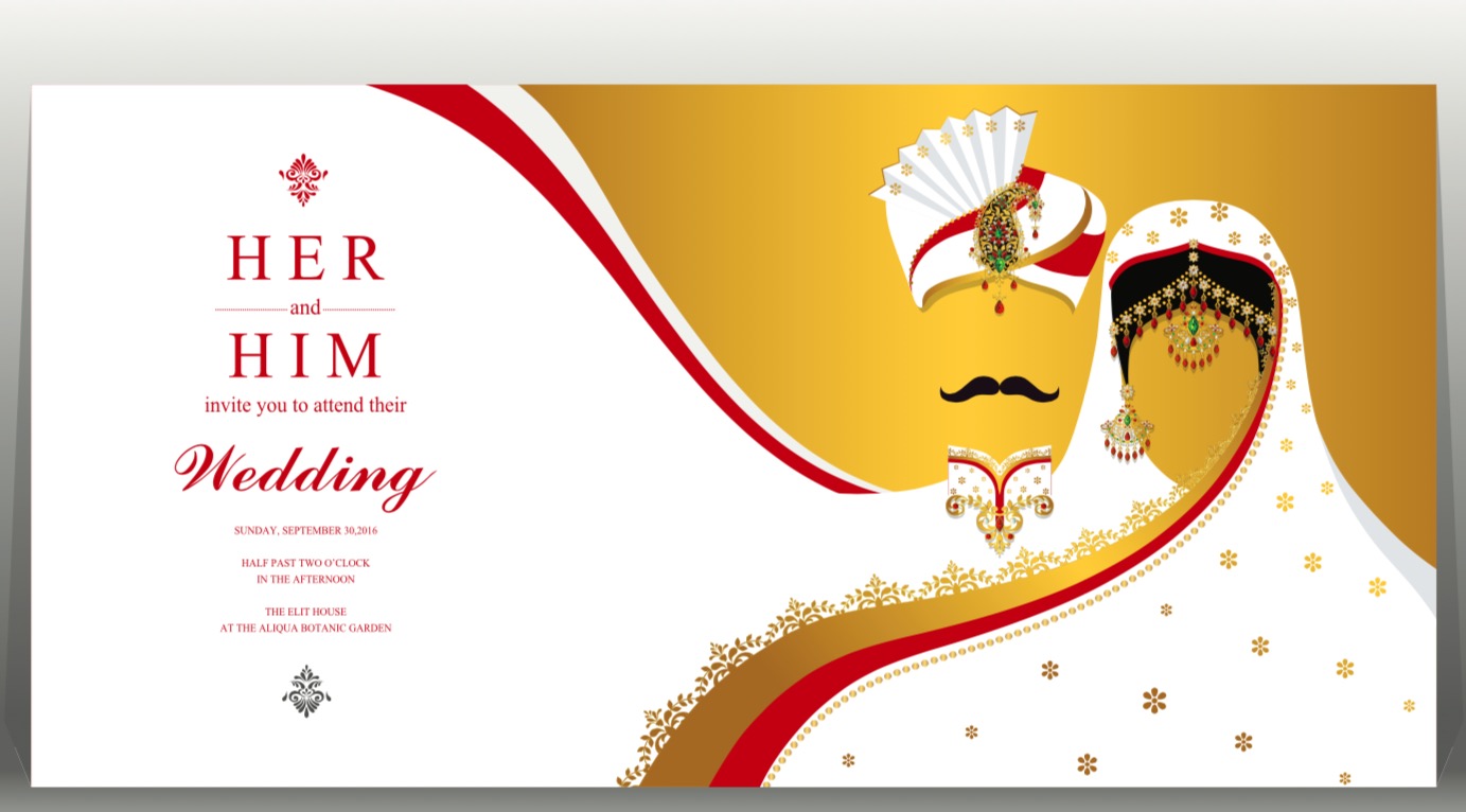 Indian wedding card, gold and crystals