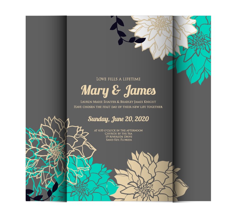 Wedding card or invitation with abstract floral background