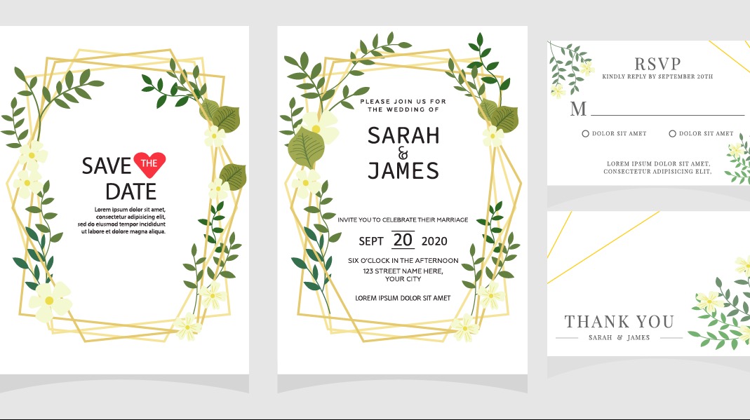 wedding invitation card template Vector illustration