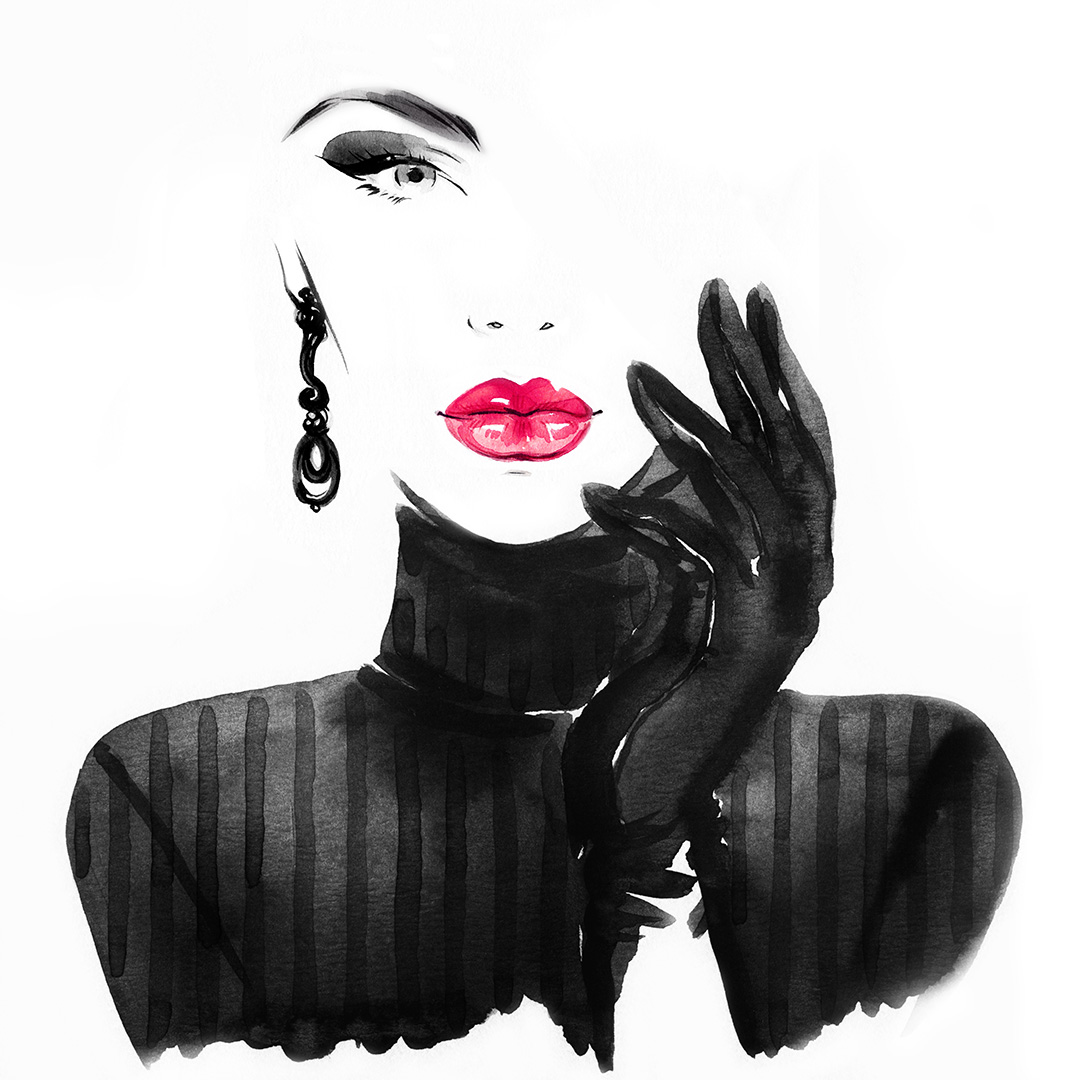 Abstract fashion watercolor illustration