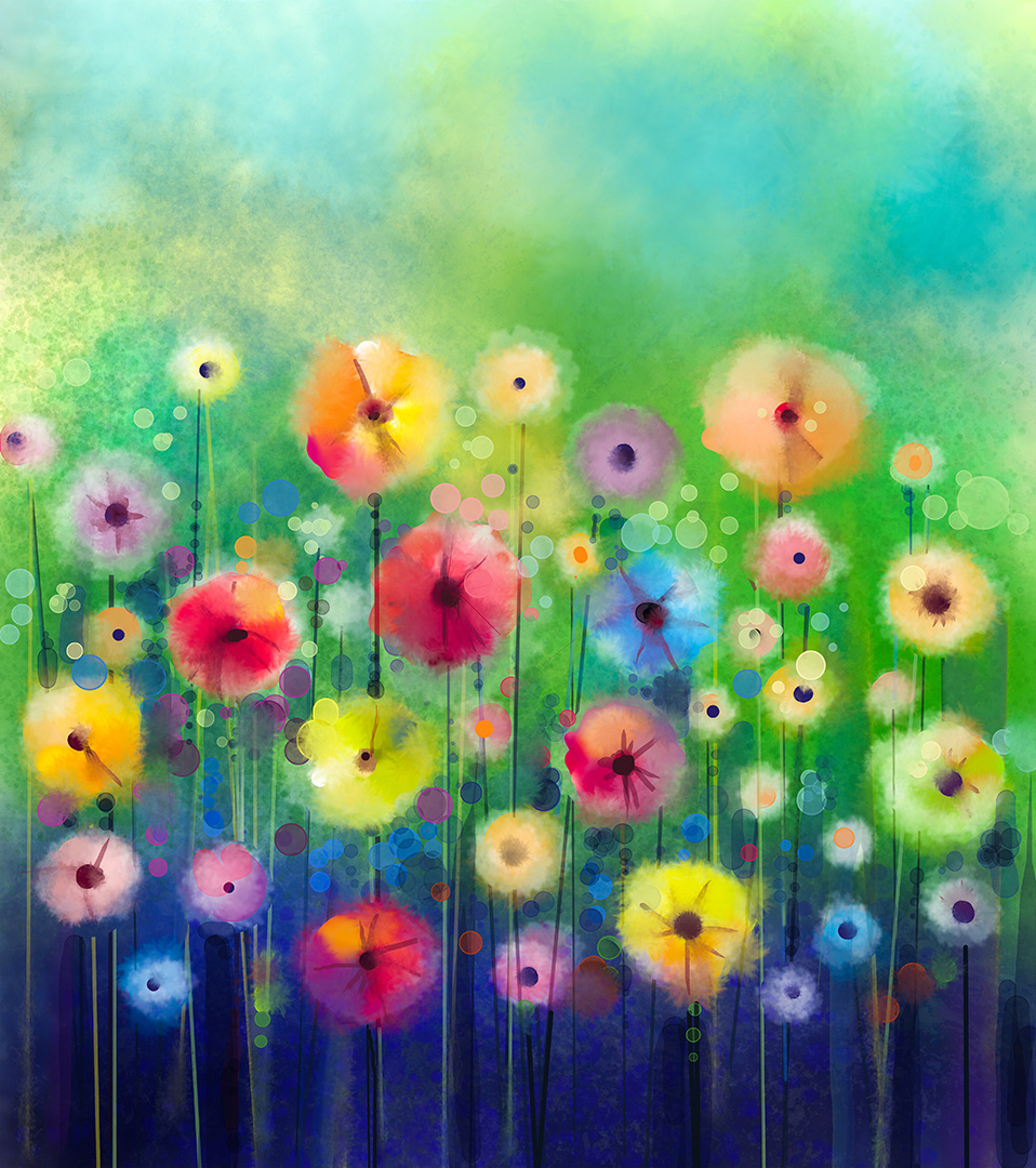 Abstract floral watercolor painting