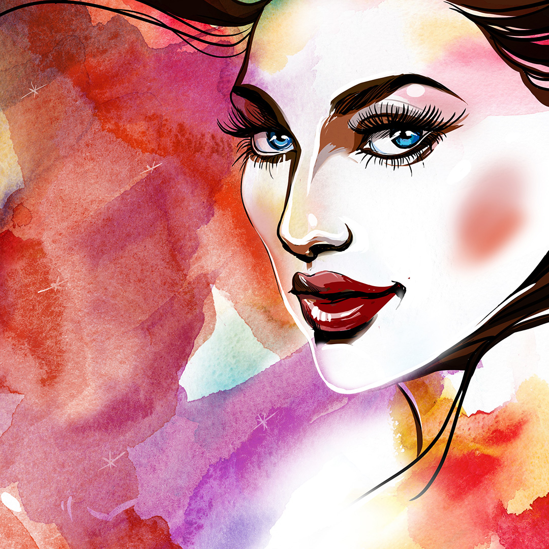 Beauty, girl, watercolor - Illustration